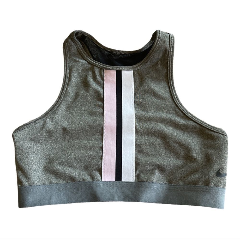 Nike Gym Elastic High Neck Bra Gray Stripes S